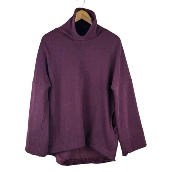 Athleta Cozy Karma Funnel Neck Sweatshirt Spiced Cabernet Fleece Lined US M - Picture 4 of 13